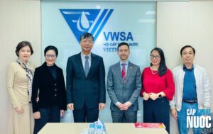 Ông Nguyễn Ngọc Điệp, Chủ tịch Hội Cấp Thoát nước Việt Nam (VWSA) tiếp Ông Justin Pena, Tùy viên Thương mại, Đại sứ quán Hoa Kỳ, diễn ra ngày 03/03/2025.