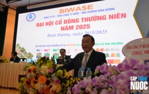 Chủ tịch HĐQT Tổng công ty BIWASE phát biểu tại đại hội