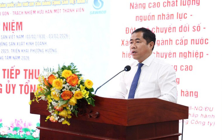 Ông Dương Hồng Nhân, Bí thư Đảng ủy, Chủ tịch Hội đồng thành viên SAWACO phát biểu định hướng hoạt động đơn vị trong thời gian tới.